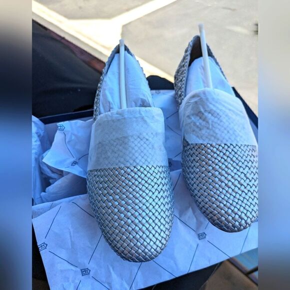 Birdies silver woven vegan leather flats new in box - Picture 2 of 5